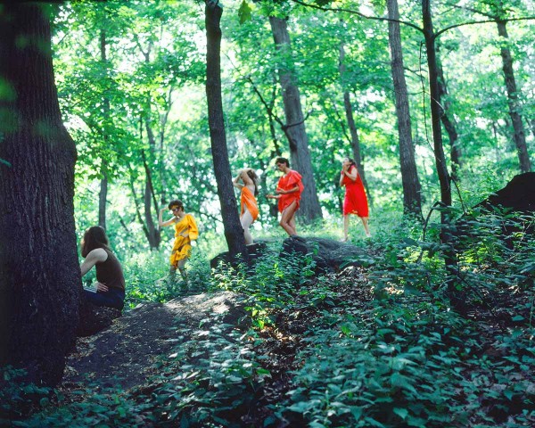 The Debauchees dance to New Wave music with the Woman in Red following, performance Rivers First Draft by Lorraine O’Grady.