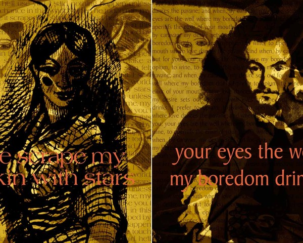 Burnt Yellow color text study (Jeanne and Charles), Studies for Flowers of Evil and Good, photo-installation by Lorraine O’Grady.