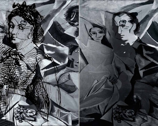 Day Sky Grey color study (Jeanne and Charles), Studies for Flowers of Evil and Good, photo-installation by Lorraine O’Grady.