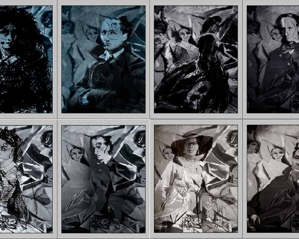 “Grey wall color study” for Flowers of Evil and Good (four out of a total of 16 diptychs), photo-installation by Lorraine O’Grady.