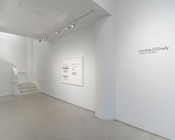 Alexander Gray, Chelsea, 2018 gallery exhibit – “Lorraine O’Grady: Cutting Out CONYT.” View of Cutting Out CONYT, 1977/2017.