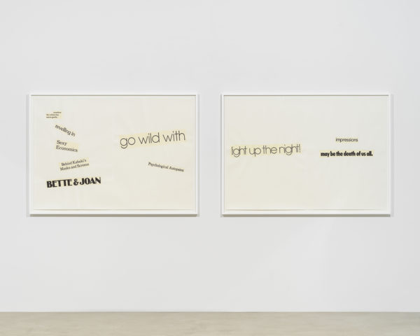 Alexander Gray, Chelsea, 2018 gallery exhibit – “Lorraine O’Grady: Cutting Out CONYT.” View of Cutting Out CONYT, 1977/2017.